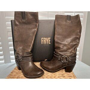 FRYE Riding HARNESS Boots Carmen Distressed Square Biker Moto Women's Size 7 B